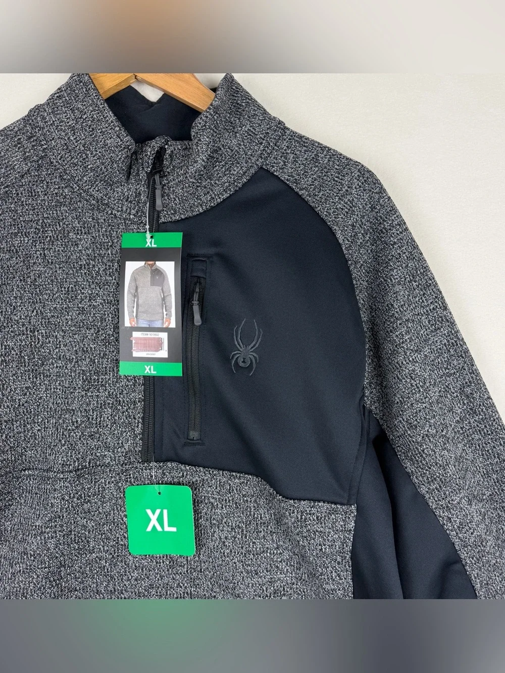Spyder Men's Size XL Half Zip Jacket Sweater Knit Pullover Gray Black NWT